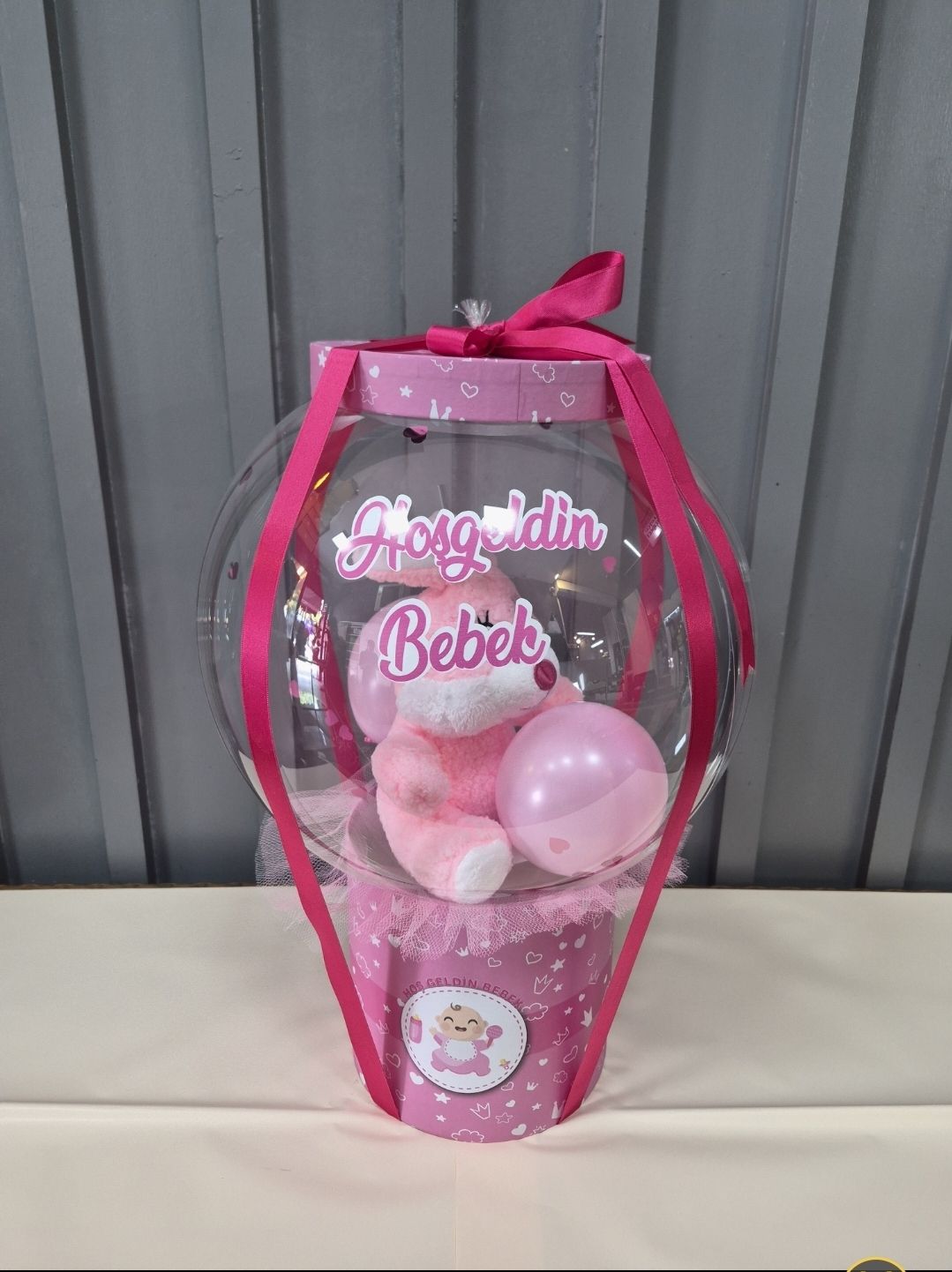 PEMBE BALONLU YENİ DOĞAN KUTUSU