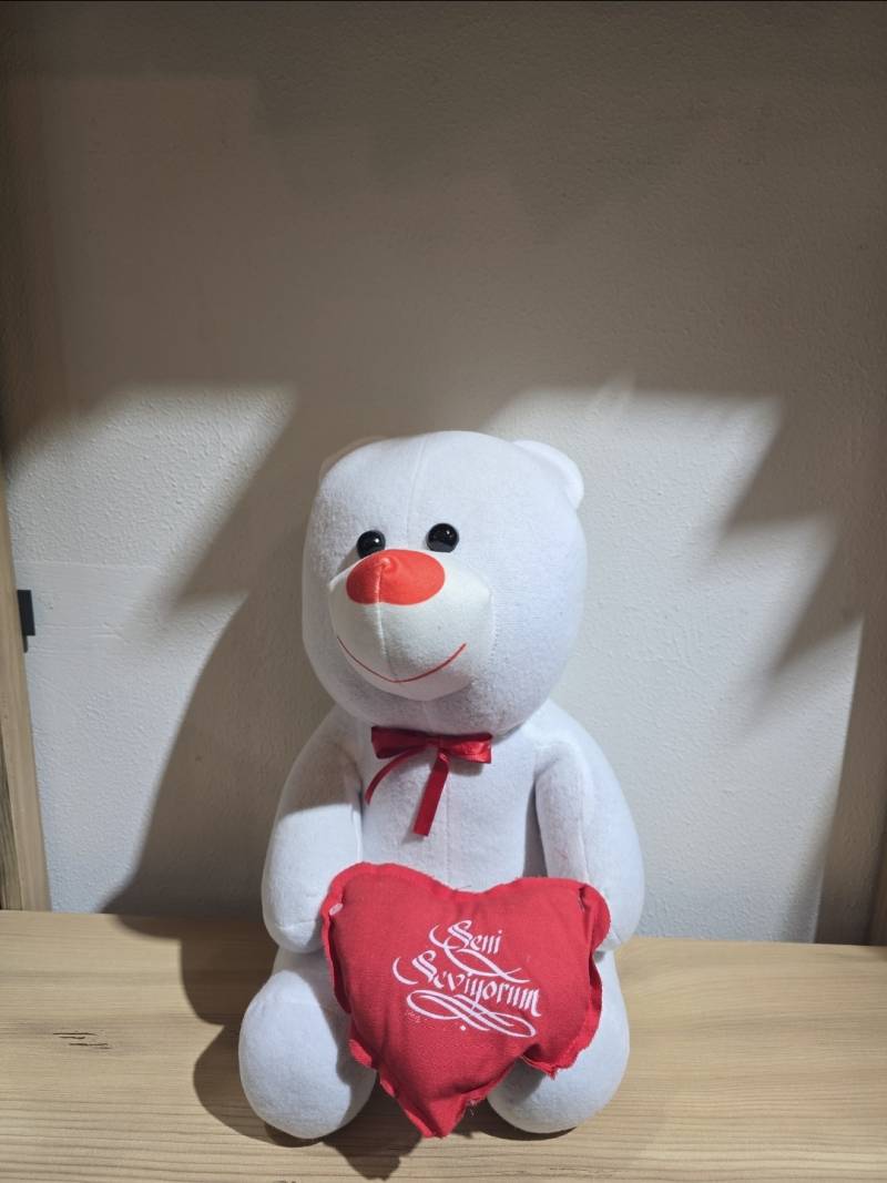 BEYAZ PELUŞ AYI ORTA BOY