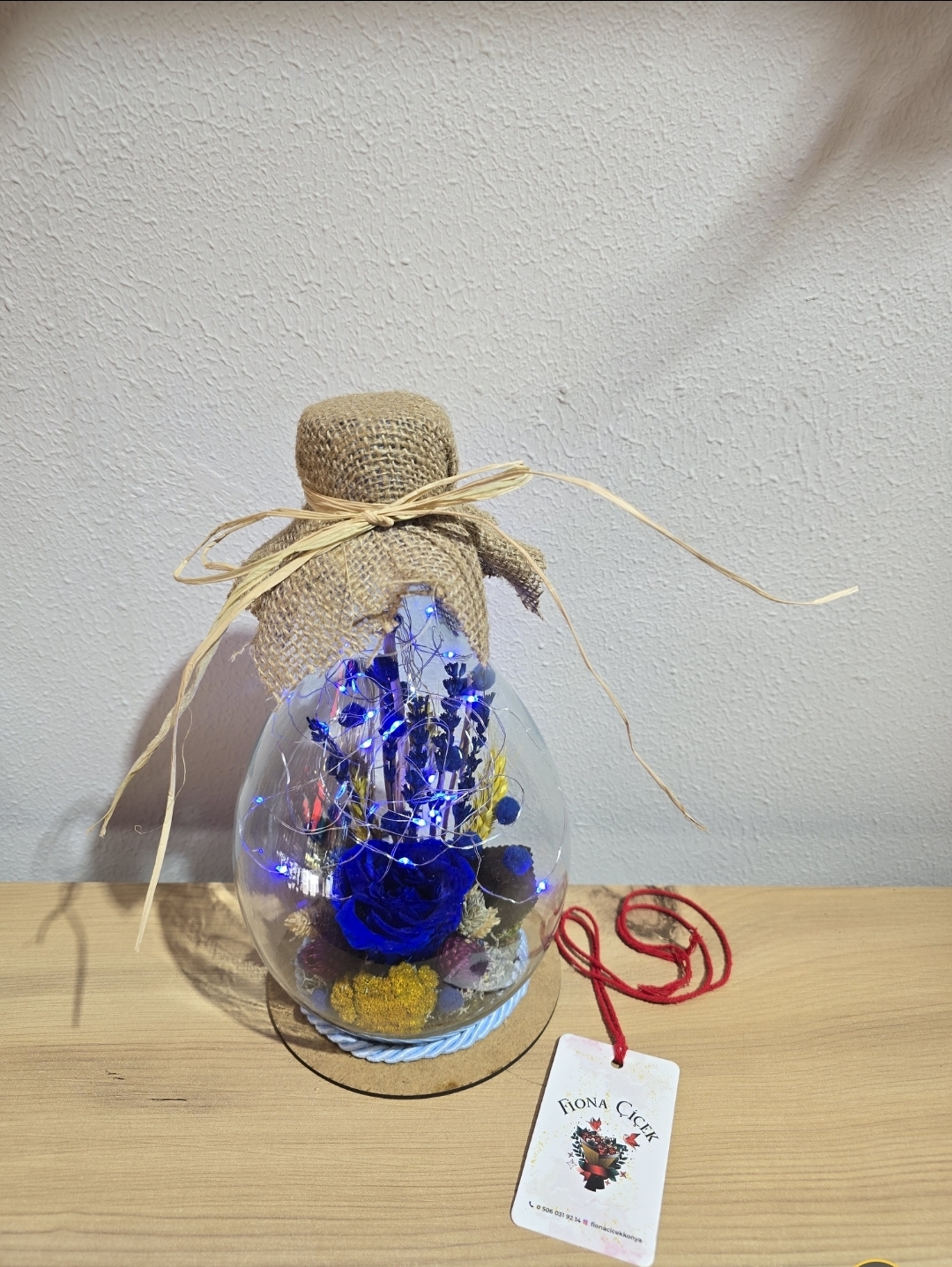 LACİVERT LEDLİ HASIRLI ŞOKLANMIŞ DOĞAL TERARİUM 